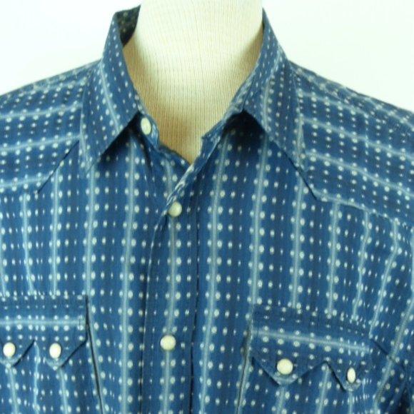 LUCKY BRAND blue western SNAP FRONT long sleeve work SHIRT XXL - Picture 1 of 5